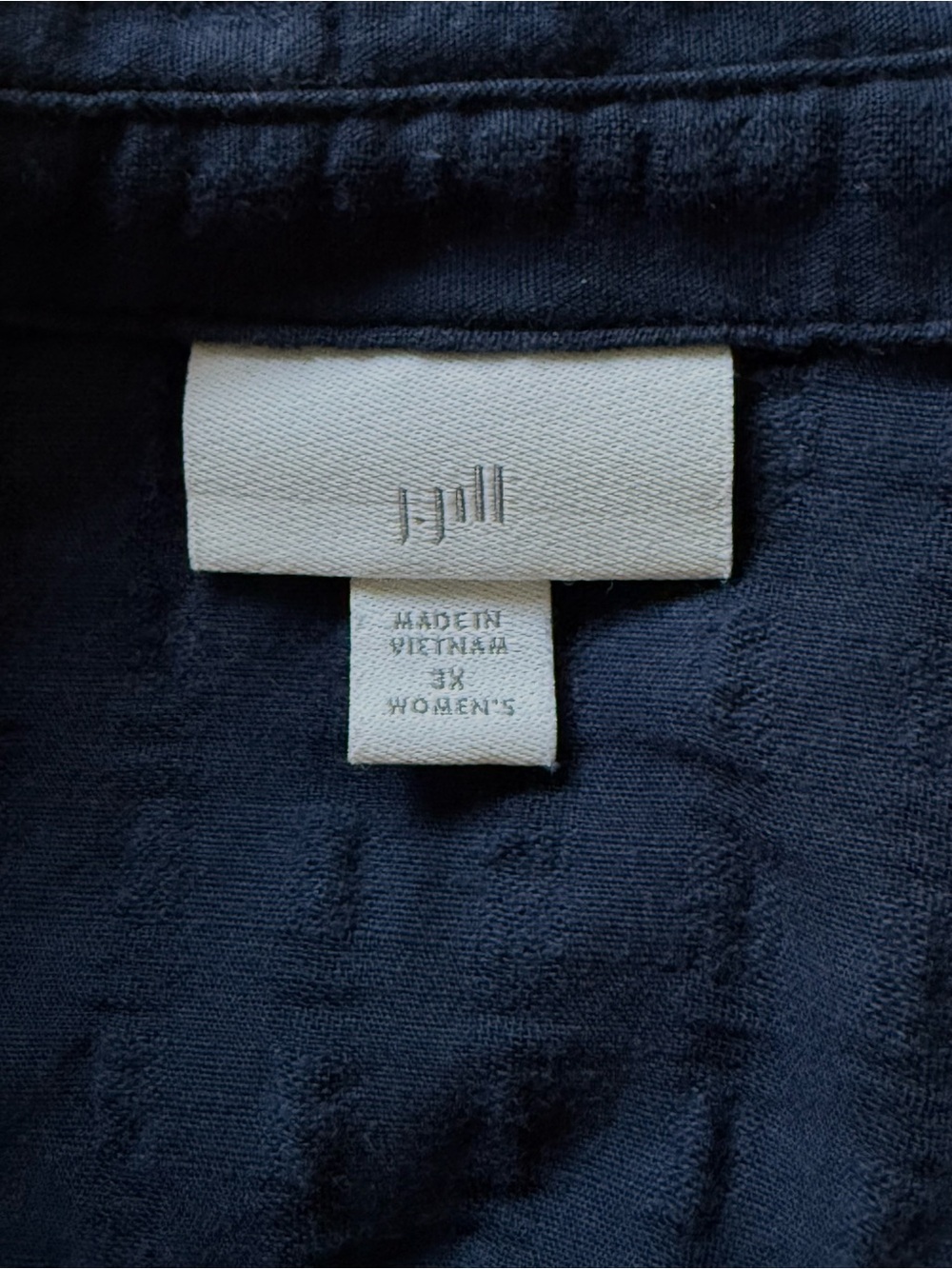 J Jill Navy Blue Textured Cotton Gauze Button Front Tunic Blouse Plus Size 3X - Picture 4 of 5